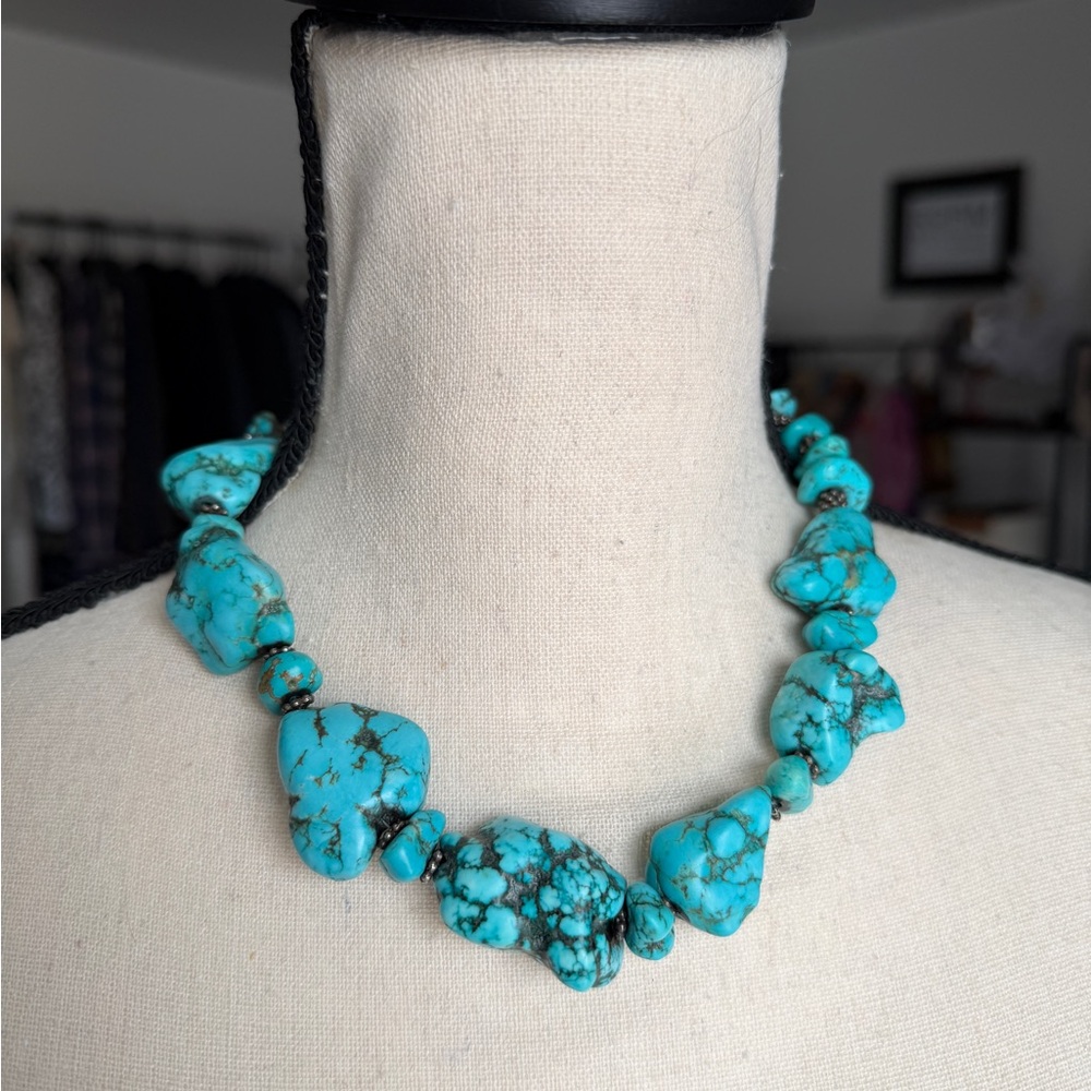 Turquoise Large Nugget Necklace